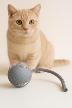 Genel Markalar Yeni Nesil Akıllı Hareketli Şarjlı Kedi Köpek Oyuncağı | Interaktif Eğlence Topu (GRİ)