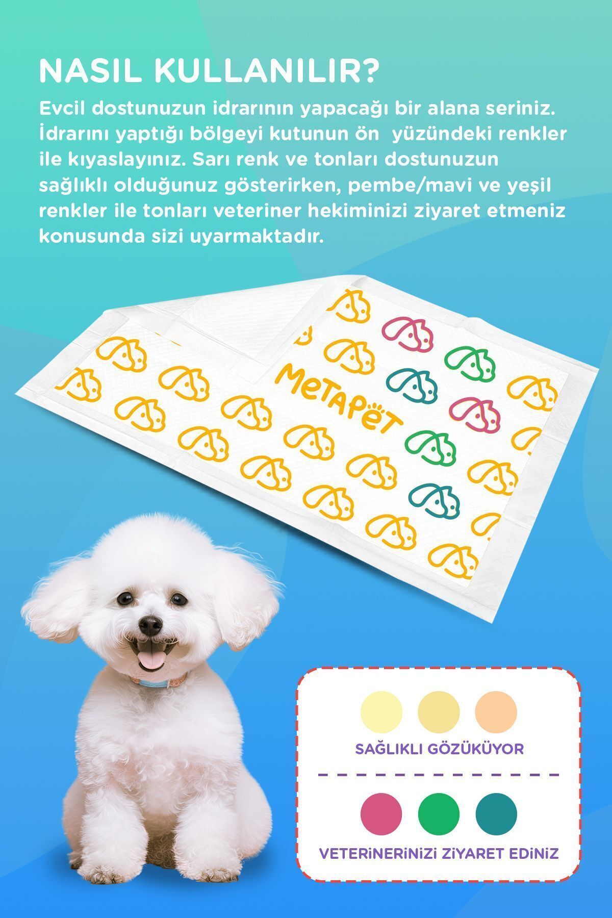 Metapet Renk Değiştiren Akıllı Köpek Çiş Pedi, 2 Adet Sağlık Bezi, Erken Teşhis Sağlık Ürünü - Görsel 2