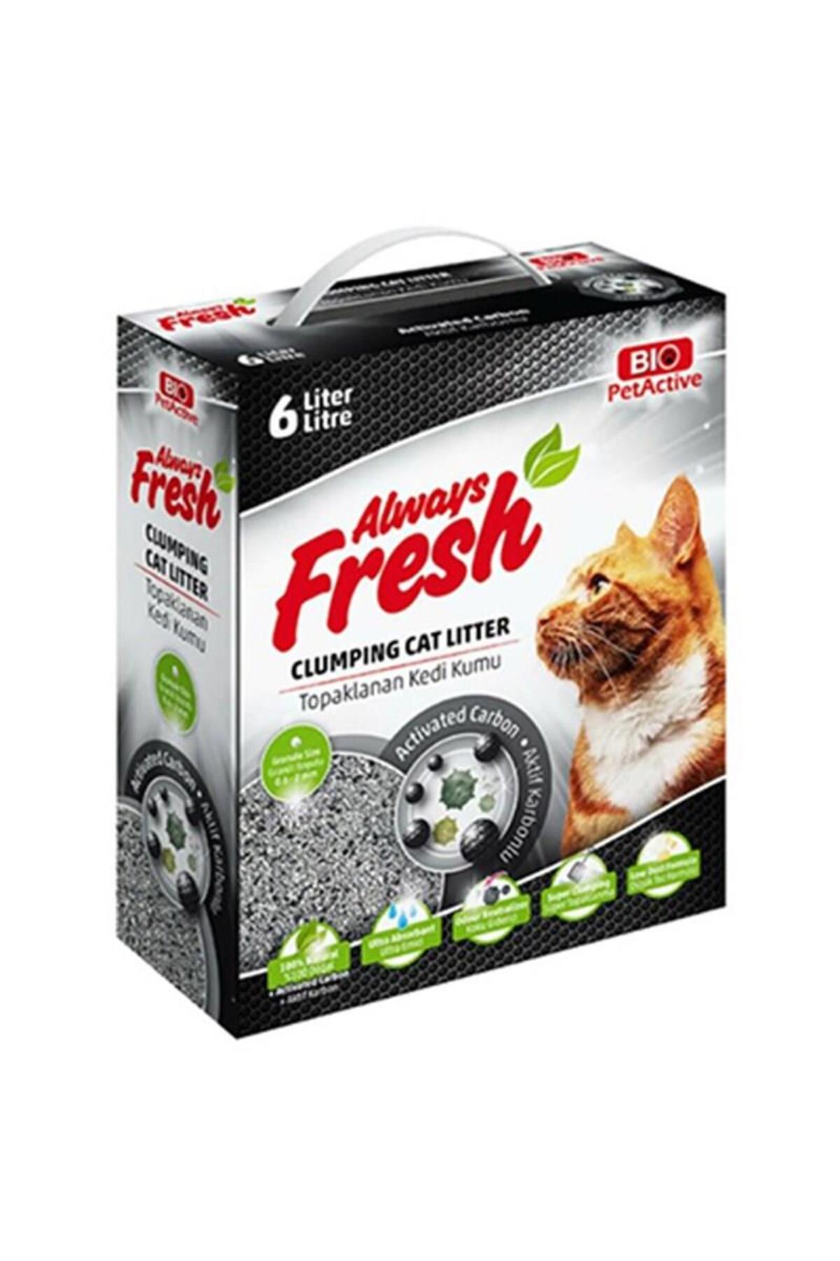 Bio PetActive Always Fresh Aktif Karbonlu Topaklanan Bentonite Kedi Kumu 6 Lt
