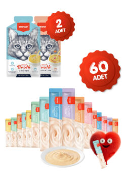 Wanpy Krema Kedi Ödül Maması 60 Adet 14gr 2 Adet Kedi Çorbası 50gr Hediyeli