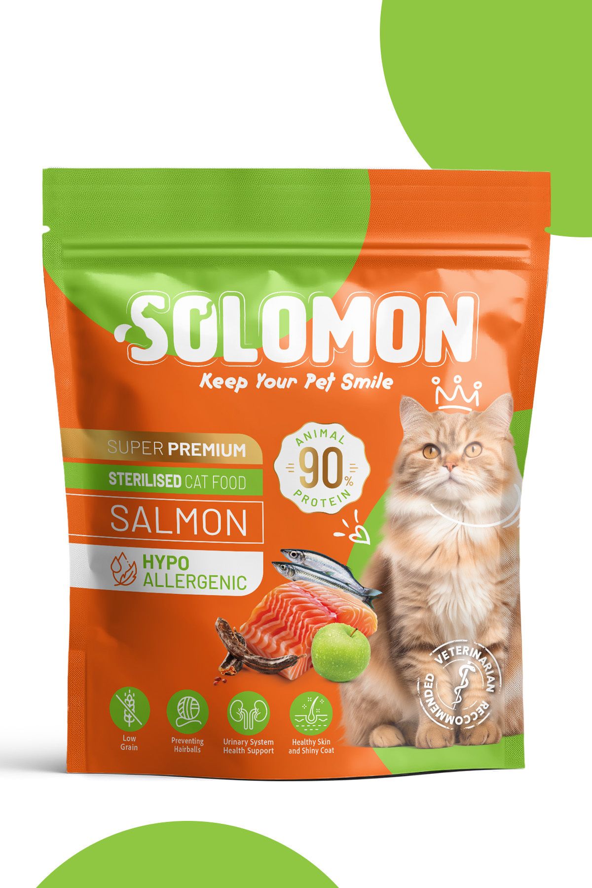 Solomon Kısırlaştırılmış Somon'lu Süper Premium Kedi Maması 1,5 Kg - Hipoalerjenik - Düşük Tahıllı - Görsel 2
