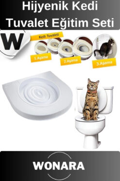 Wonara Pratik Yavru Yetişkinler Klozet Alıştırma Kapaklı Kum Kabı Hijyenik Kedi Tuvalet Eğitim Seti