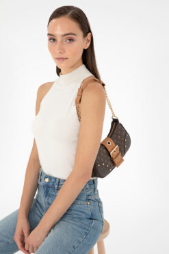 Pierre Cardin Premium Line Kahve Monogram Kadın Omuz Çantası 05PC24K24303