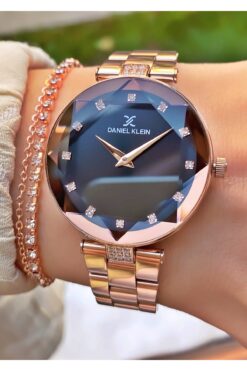 Daniel Klein Kadın Saat – Orijinal – Rose Siyah – Kristal Cam – 2 Yıl Garantili – Hediye Bileklik