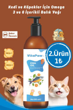 VitaPaw Kedi ve Köpekler İçin Omega 3 ve 6 İçerikli Balık Yağı – Tüy ve Genel Sağlık Destekleyici