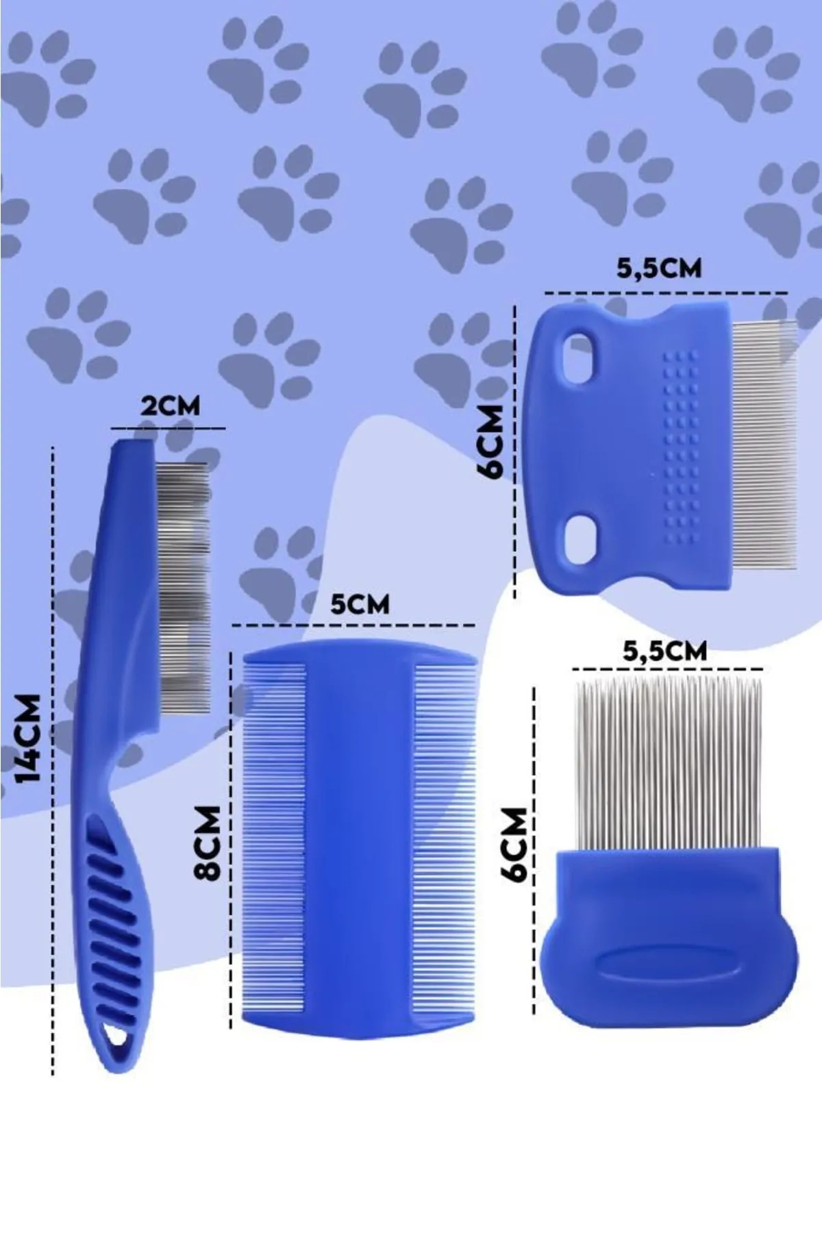 Canderel Bit Pire Tarağı Set 4'lü Kedi Köpek Bit Tarak Seti Mavi - Görsel 3