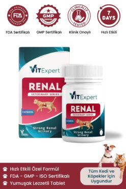 Vitexpert Kedi ve Köpek İçin Üriner Sistem ve Böbrek Destekleyici Strong Renal Urinary Tablet ( 60 Tablet )