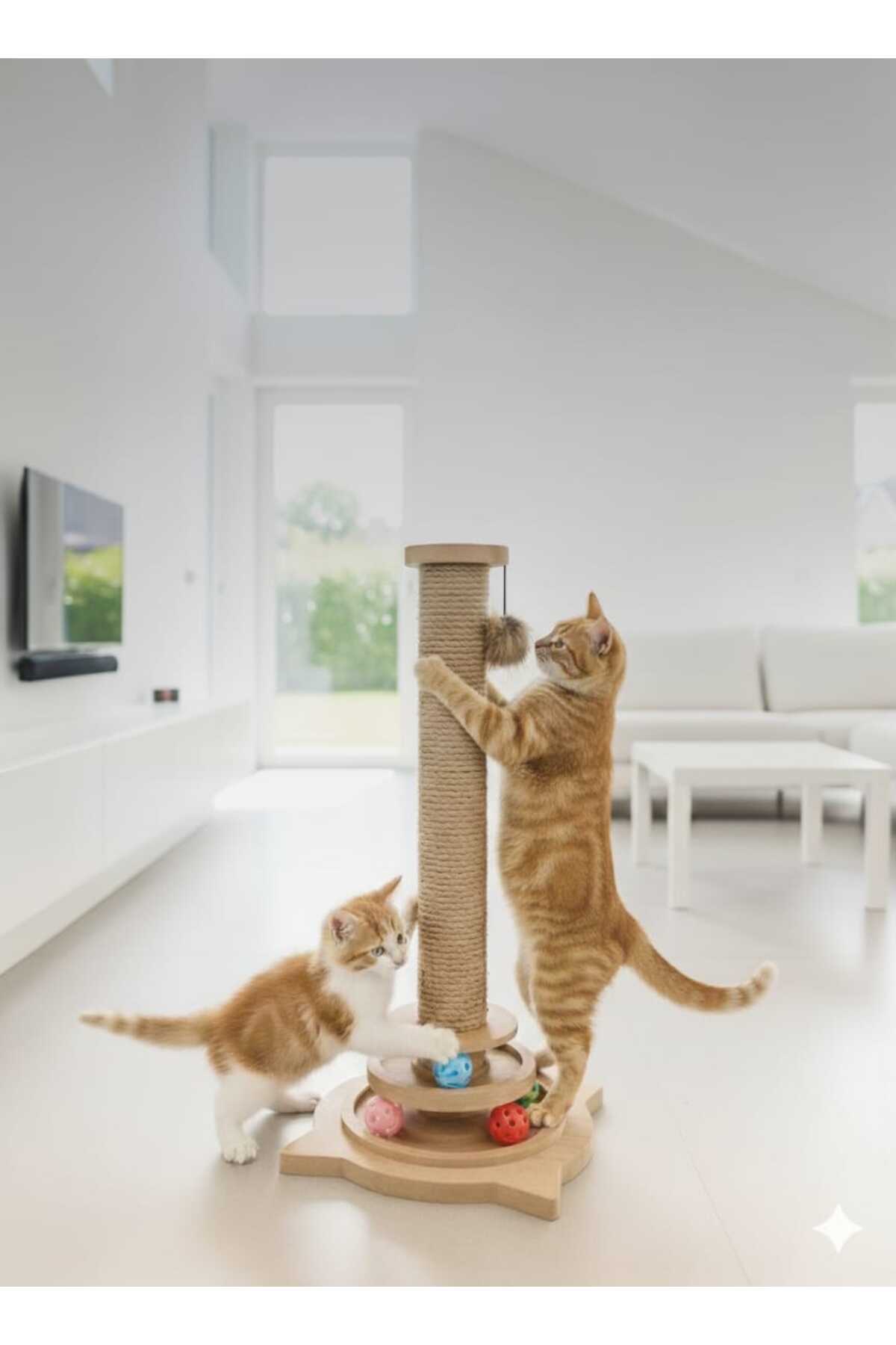 Genel Markalar Kedi Tırmalama Çubuğu ve Oyuncağı - Dikey - 72cm