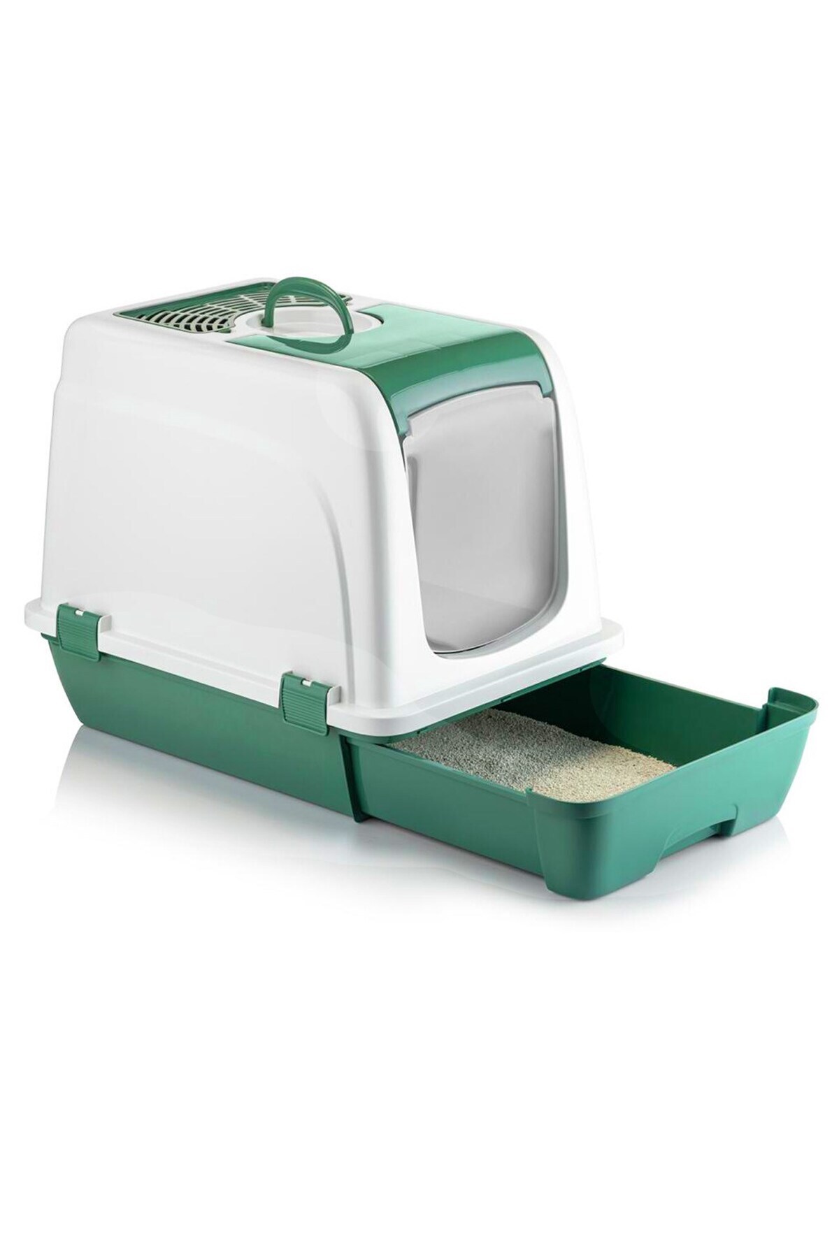 Petozi Orta Boy Çekmeceli Kapalı Kedi Tuvaleti Kürek Hediyeli 47 x 39,5 x 55cm