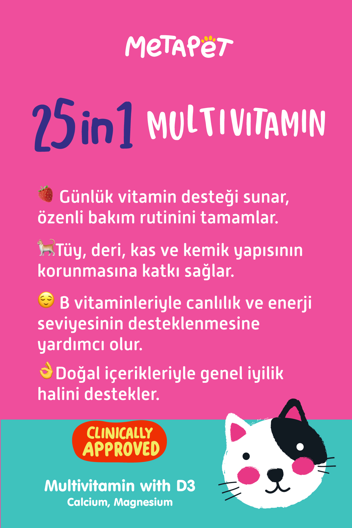 Metapet Kediler Için Premium Multi Vitamin Damla, Doğal Ve Organik Içerikli Kedi Vitamini, 50 ml - Görsel 3