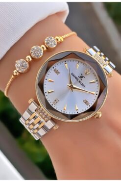 Daniel Klein Sarı Gümüş Renk - Orijinal - 2 Yıl Garantili Kadın Kol Saati - Bileklik Hediyeli