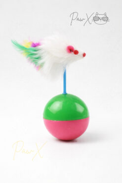 PawX Kedi Oyun Topu Fareli Hacı Yatmaz – Hareketli, Tüylü, Akıllı Tasarım Yavru ve Yetişkin Kedi Oyuncağı