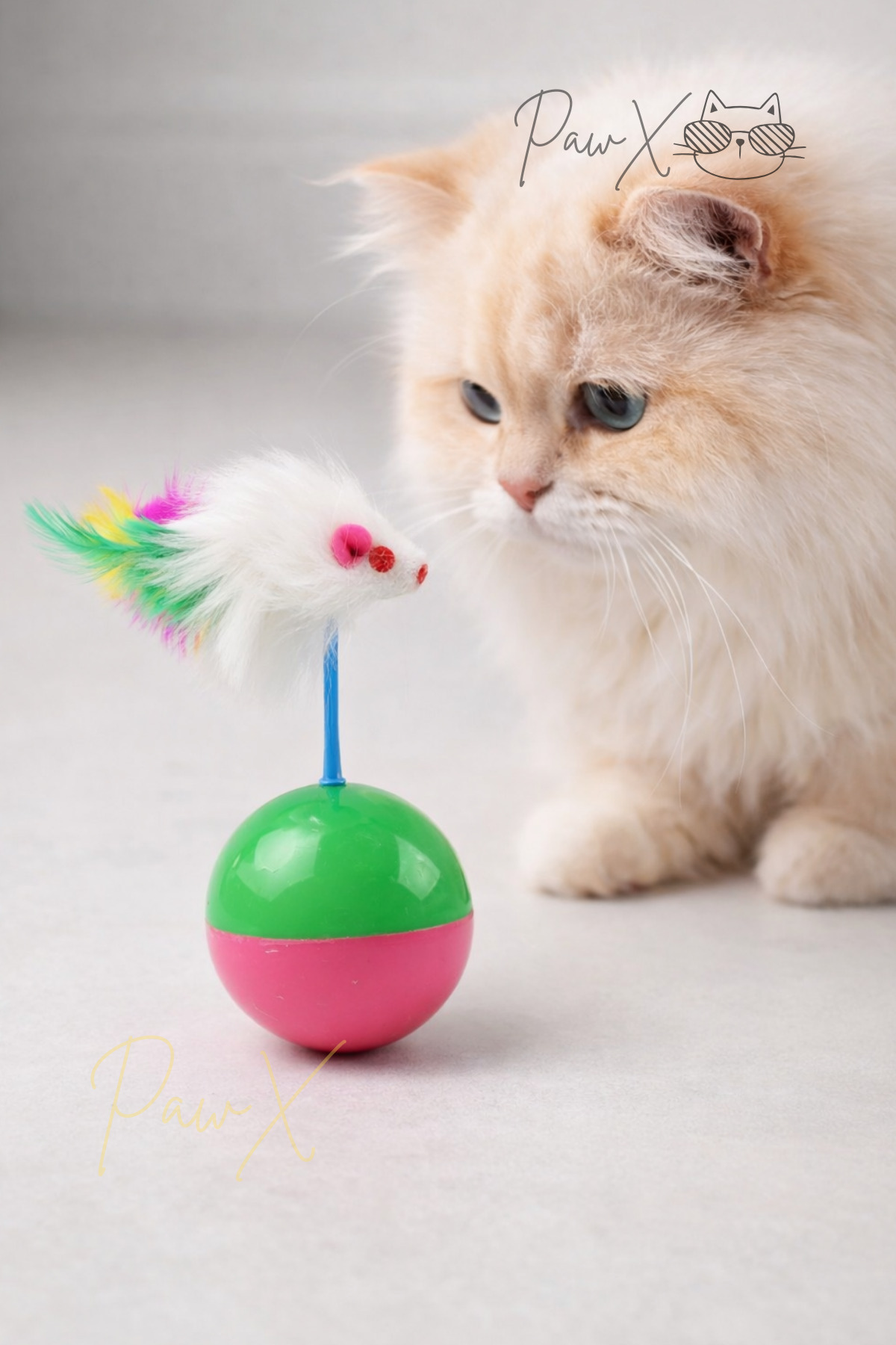 PawX Kedi Oyun Topu Fareli Hacı Yatmaz – Hareketli, Tüylü, Akıllı Tasarım Yavru ve Yetişkin Kedi Oyuncağı - Görsel 3