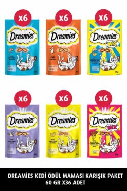 Dreamies Kedi Ödül Maması Karışık Paket 60 Gr X 36 Adet