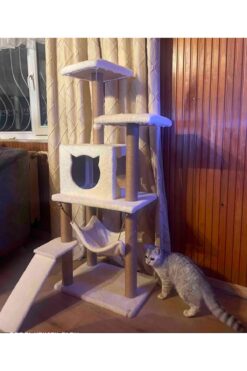 Nursoft Kedi Tırmalama Platformlu S9 Beyaz 124 Cm