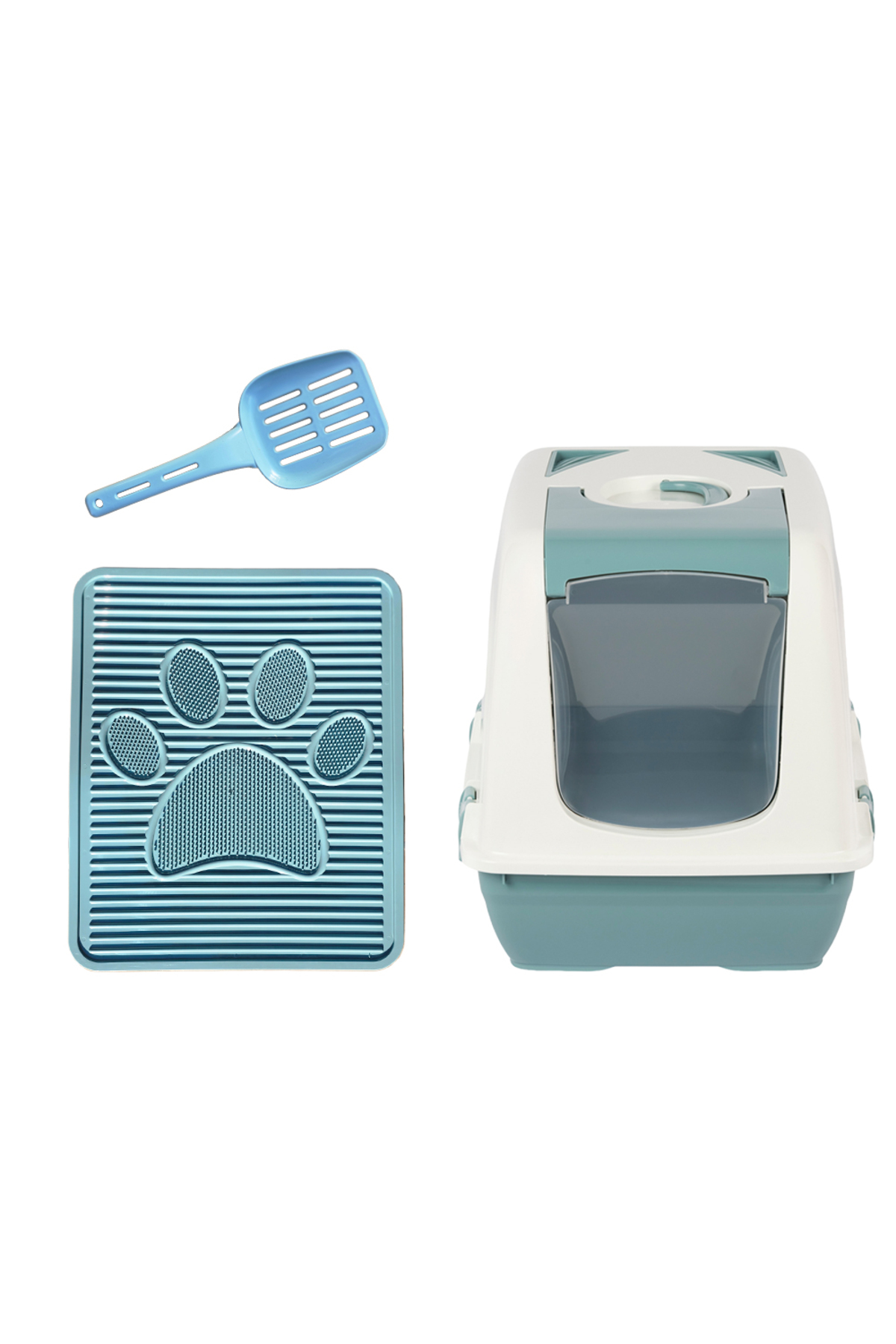 Petozi Kedi Tuvalet Seti (KAPALI TUVALET-PASPAS-KÜREK) Xl Kedi Tuvaleti