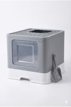 Oumo XXL Çekmeceli Kapalı Kedi Tuvaleti - Koku Yapmayan Üstten Çıkışlı & Kürek Hediyeli