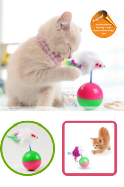 TRİPULAM Hacı Yatmaz Kedi Oyuncağı – Tüylü Fareli, Sallanan Denge Topu