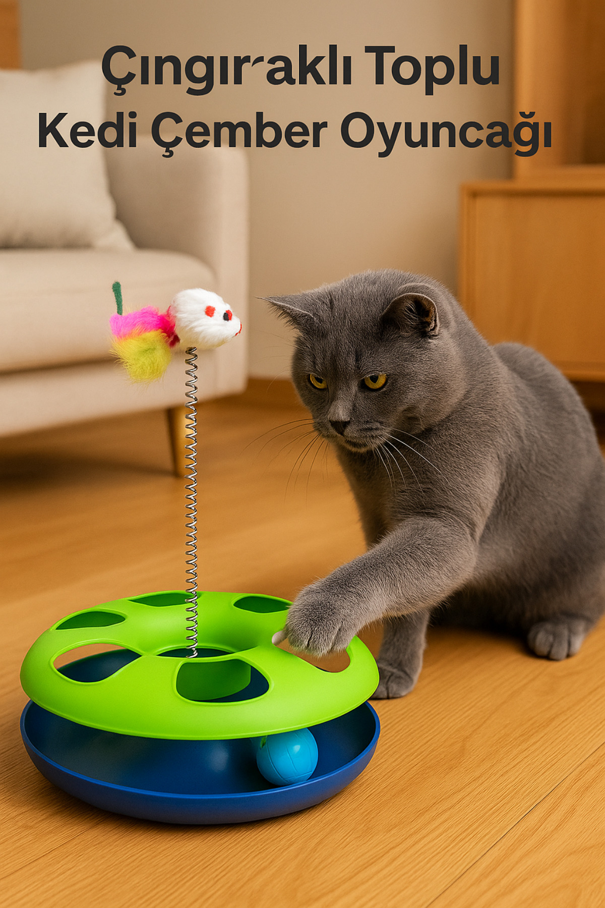 ego home 5 Parça Kedi Oyuncak Seti Oyun-Eğlence Seti Kedi Oyun Seti Çember-Lazer-Hacı Yatmaz-Catnip-Olta - Görsel 2