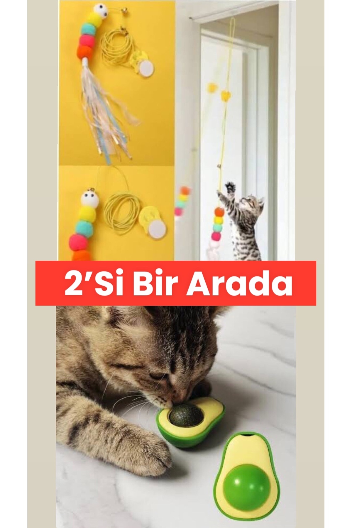 bite pet KENDİNDEN YAPIŞKANLI KEDİ OLTASI ve AVOKADO KEDİ NANESİ 2’Lİ SET