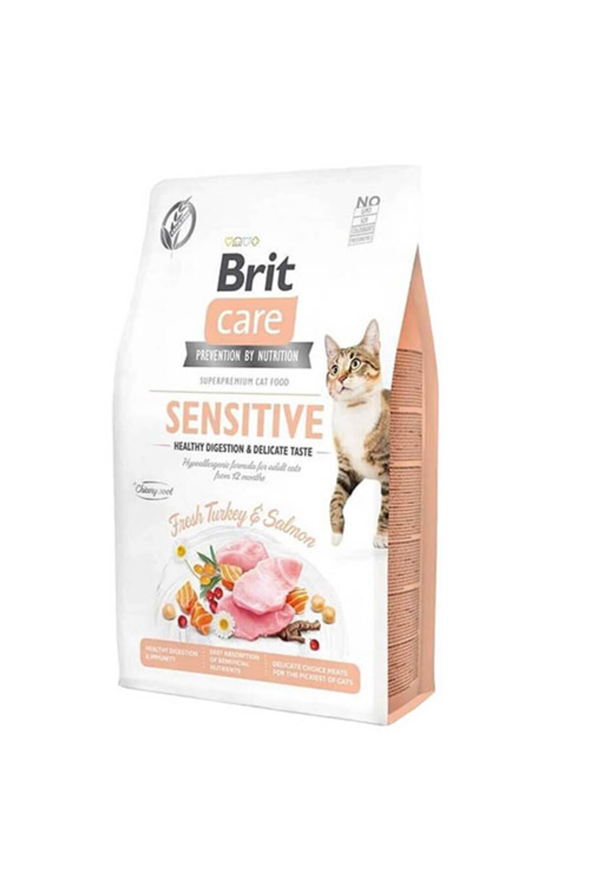 Brit Care Sensitive Hypoallergenic Hindili ve Somonlu Tahılsız Yetişkin Kedi Maması 7 Kg
