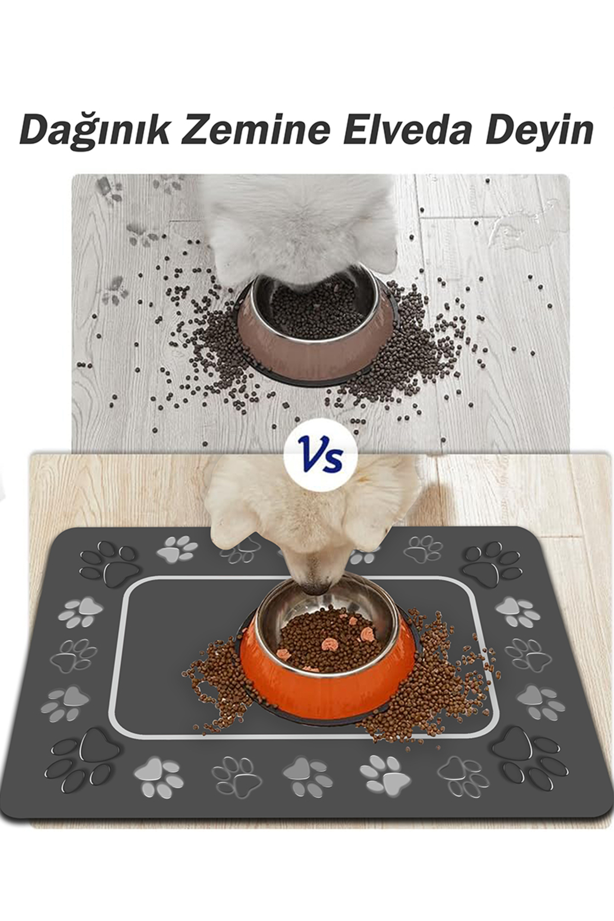 AsMat Paw Evcil Hayvan Besleme Matı Pati Figürlü Kaymaz KolayTemizlenir Su İtici Kedi Köpek Mama Mat/Paspası - Görsel 3
