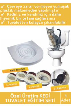 Wintoup Premium Kedi Klozet Alıştırma Kapağı Kum Kabı WC Yavru Yetişkin Kedi Hijyenik Tuvalet Eğitim Seti