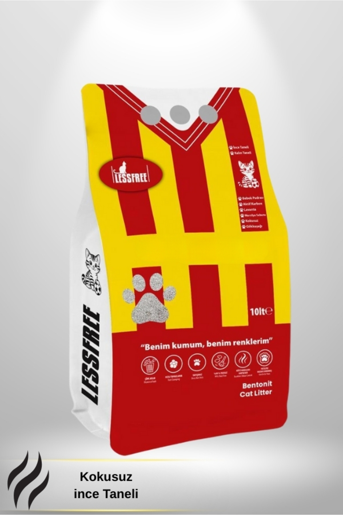 LESS FREE Cat Litter Kokusuz 10 Litre Kedi Kumu (Sarı Kırmızı Ambalaj)