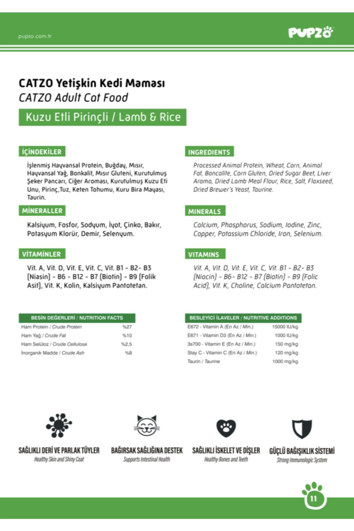 Catzo Premium Kuzu Etli 1 Kg Kedi Maması Sağlıklı Deri, Parlak Tüy Bağırsak ve Sindirim Destekli -(2 Adet) - Görsel 3