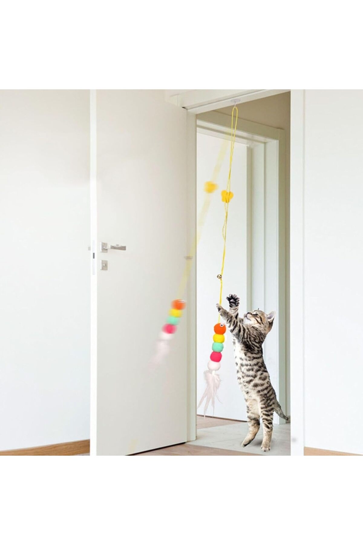 Busstier Elastik Kendinden Yapışkanlı Kedi Oyun Oltası - Dayanıklı ve Esnek, Eğlenceli Oyun Saatleri - Görsel 2