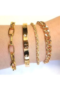 Lal Kombin Bileklik Altın Kaplama