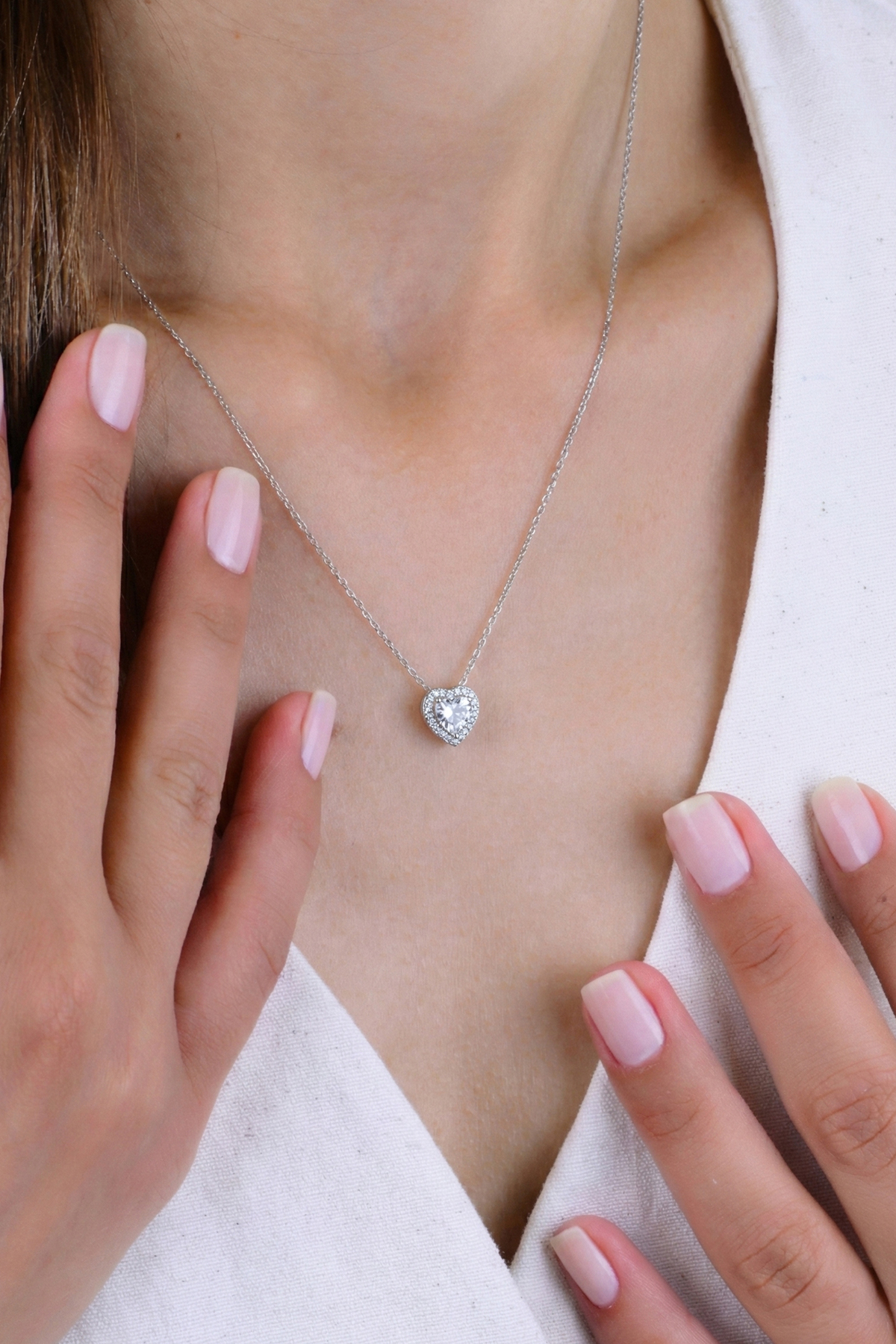 Söğütlü Silver Gümüş Pırlanta Montürlü Kalp Modeli Kolye Sgtl9905 - Görsel 2