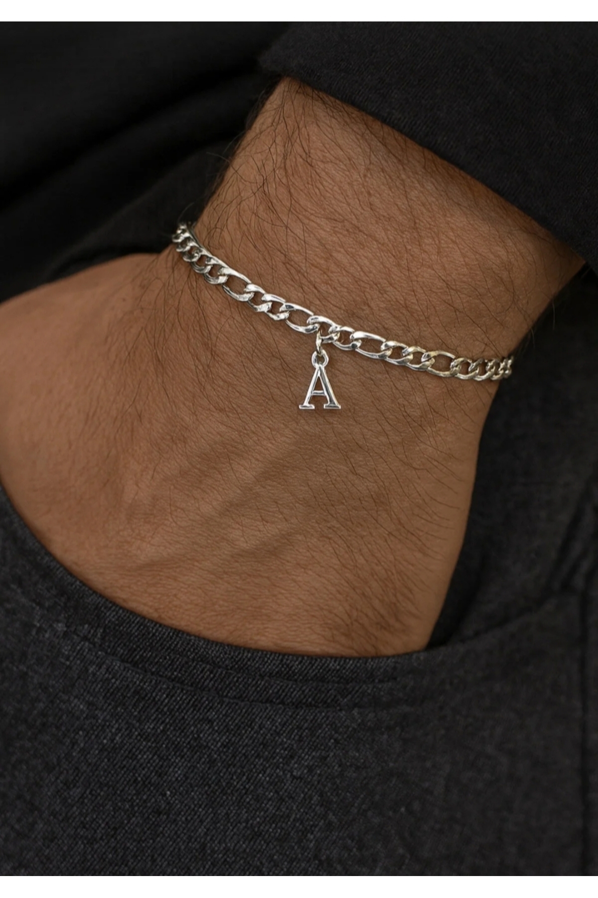 Miyoste 2'li Kararmaz Çelik İkili Zincir Harfli Sevgili/çift Bilekliği Bileklik Harf - Görsel 3