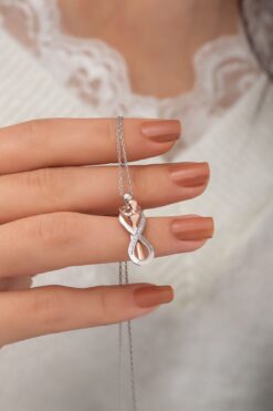 Nereze 925 Ayar Gümüş Sonsuzluk Sarılan Çift Kolye Kadın Gümüş Kolye