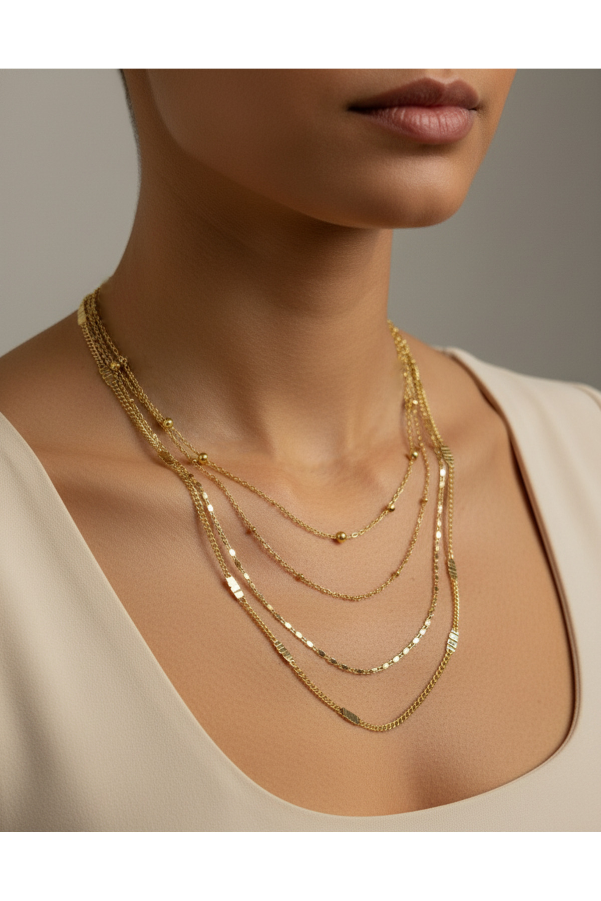 Gistoria Melora Çok Sıra Gold Kolye