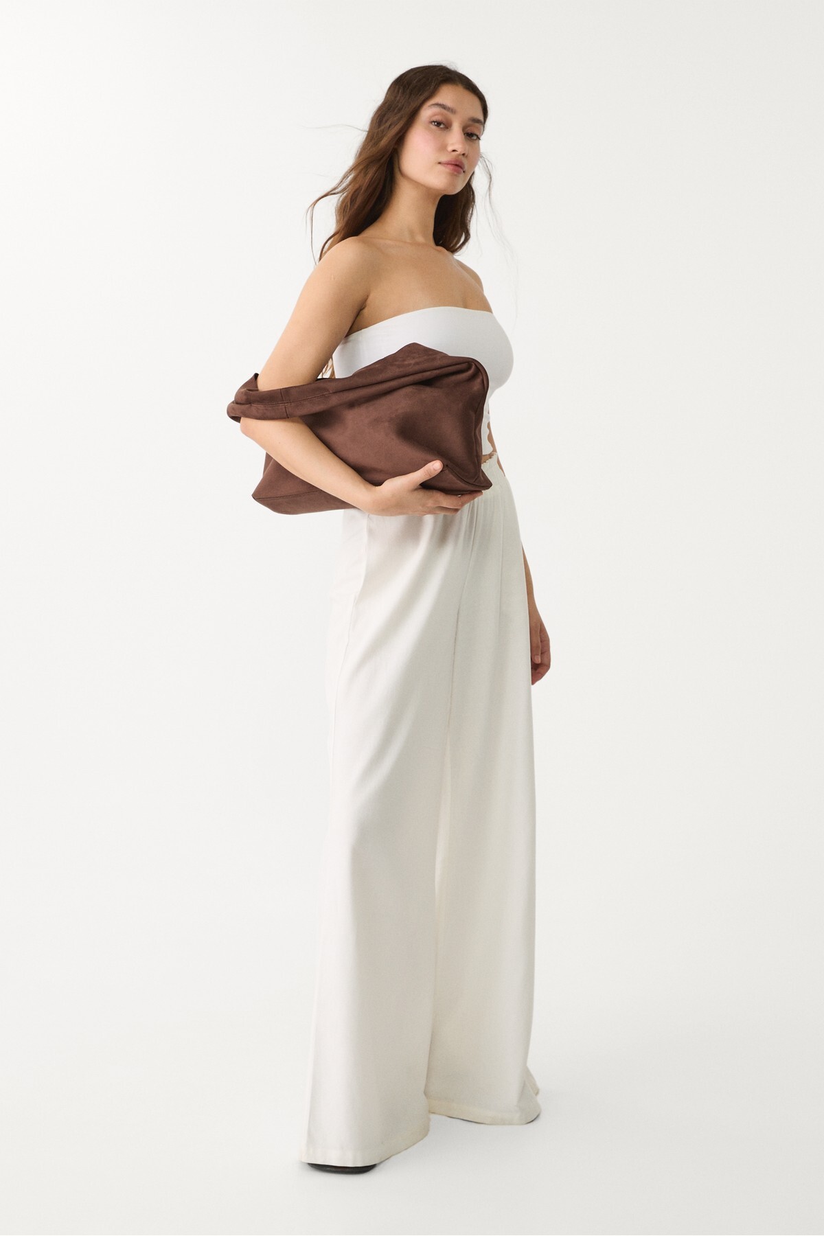 Stradivarius Suni süet omuz çantası - Görsel 2