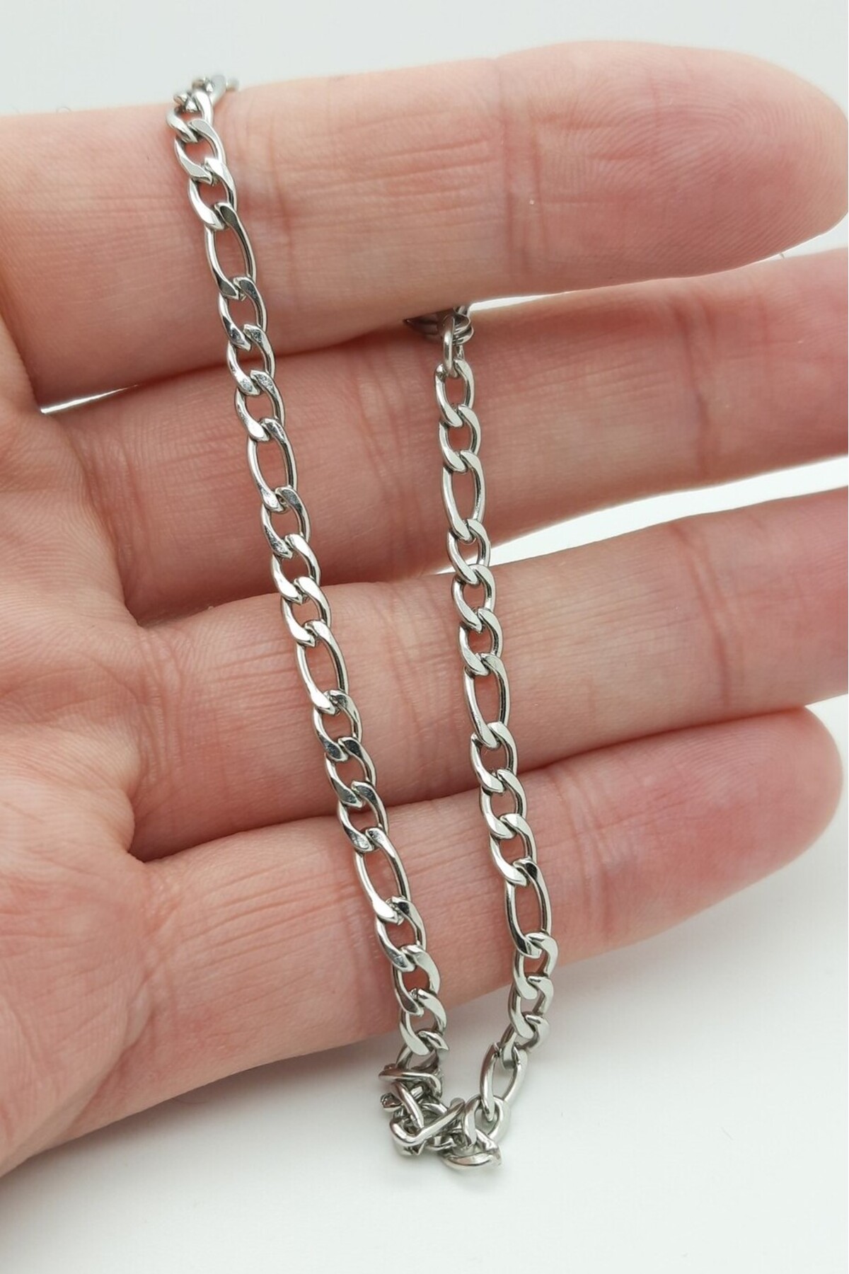 Takı Dükkanı Paslanmaz Çelik 4mm Figaro Spor Model Erkek Zincir Bileklik eck55b - Görsel 3