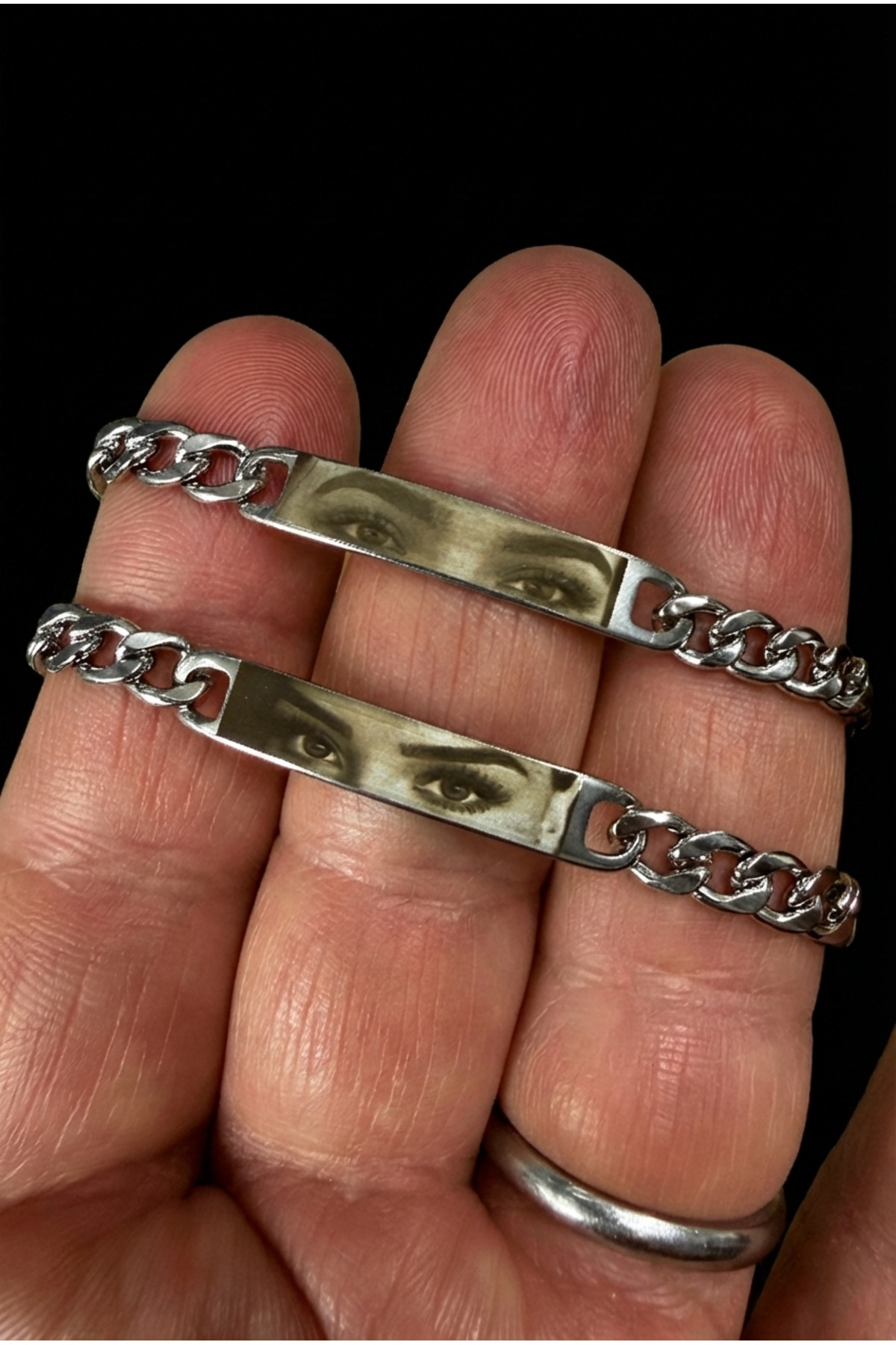 Takı Dükkanı Harfli Kişiye Özel Göz Resim Baskılı Paslanmaz Çelik Bileklik Sevgiliye Hediye scb83h - Görsel 3