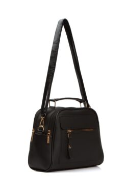 Adelina Bags Kadın Üç Bölmeli Çapraz Askılı Siyah El Ve Omuz Çantası