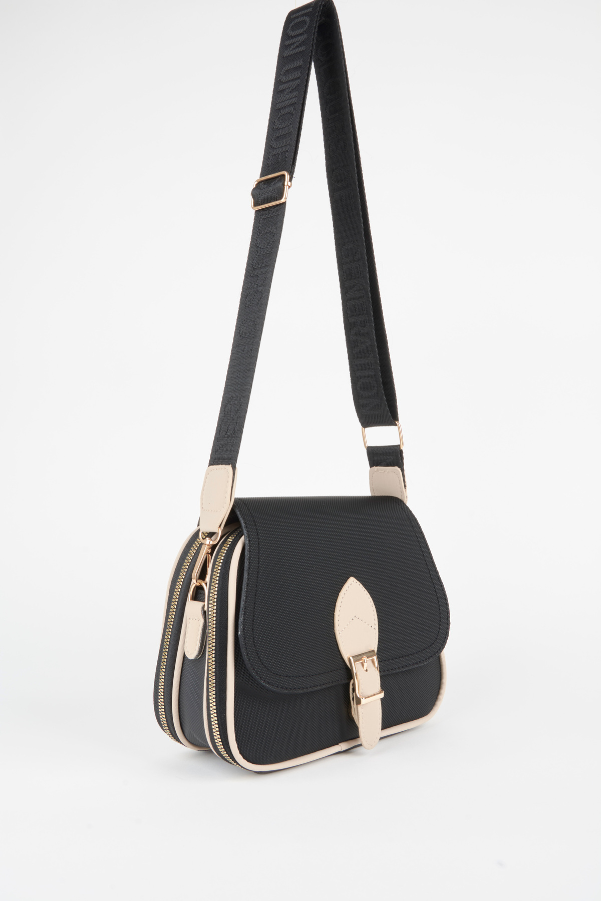 Vivaq Kadın Yonca Siyah Vizon 4 Cepli Kapaklı Fermuar ve Çıt Çıt Kapama Kol Ve Omuz Çantası - Görsel 2