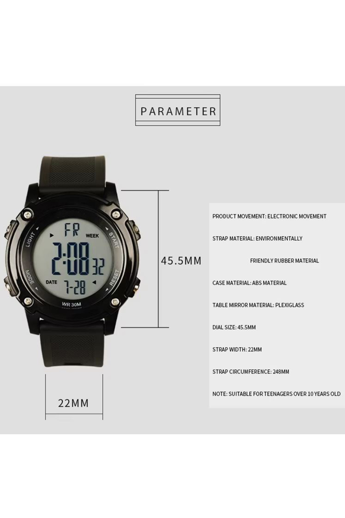 SPECTRUM PREMİUM Spectrum Premium Silikon Kordon Su Geçirmez Genç-Yetişkin Dijital Kol Saati 8111G - Görsel 2