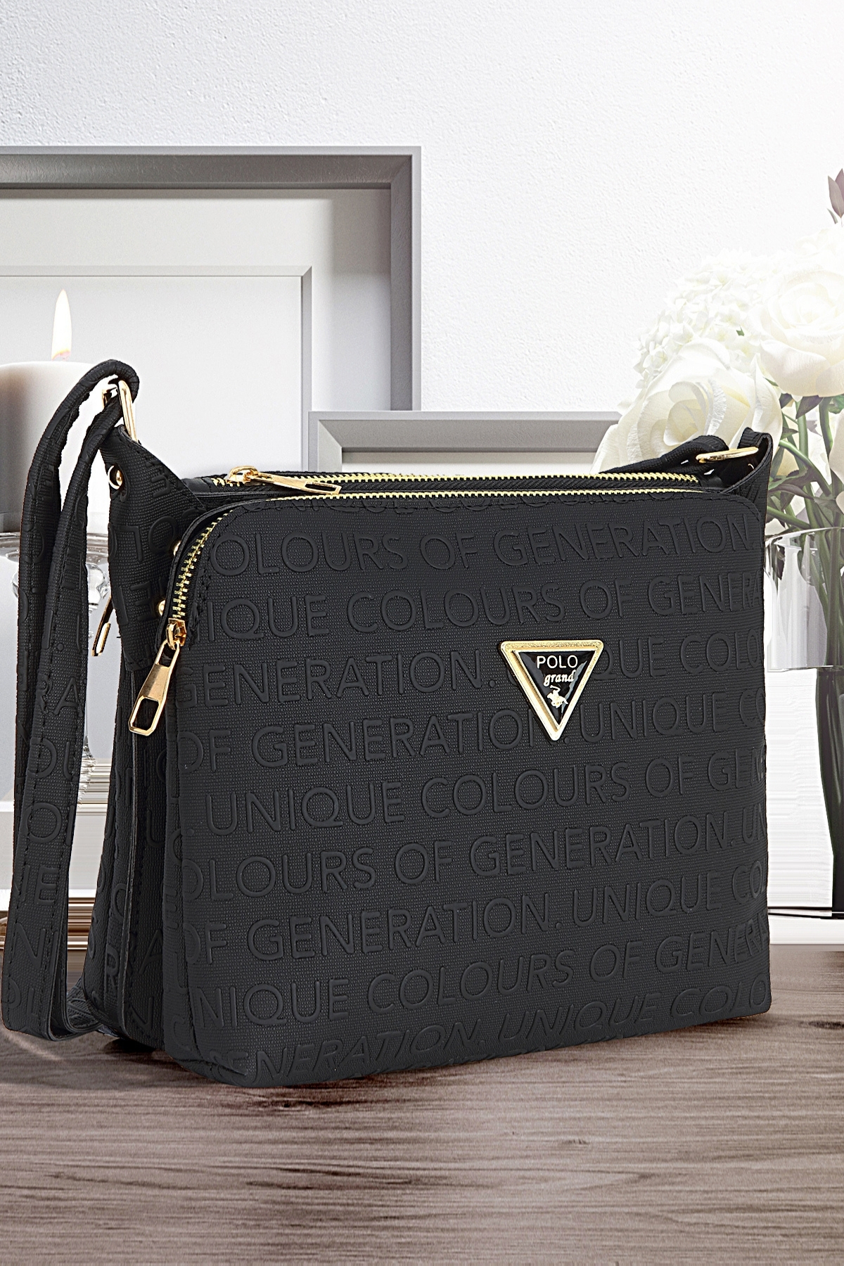 POLOGRAND London Orijinal Kadın 3 Bölmeli Lüks Yumuşak Deri Özel Model Ayarlanabilir Çapraz Askılı Şık Omuz Çantası