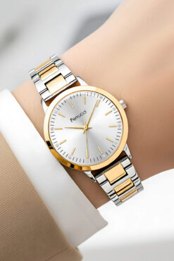 Ferrucci FC.13070M Çelik Kordon Çelik Kasa Kadın Kol Saati, Bileklik Hediye Gümüş-Gold, zmfer201