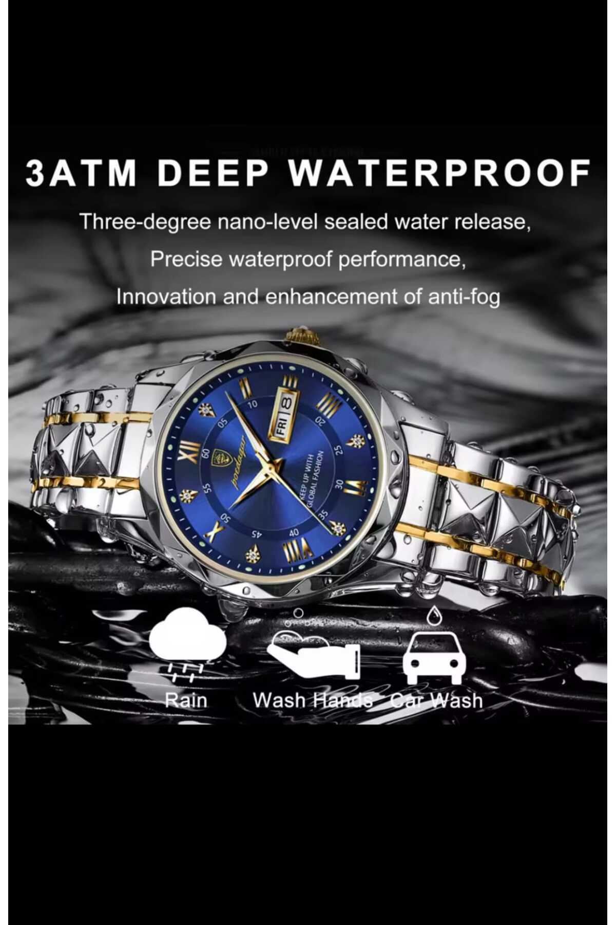 POEDAGAR Orijinal Paslanmaz Çelik Erkek Lüx 1.Sınıf Kol Saati - Görsel 2