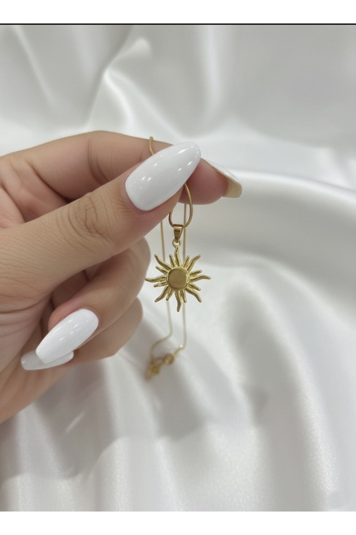 VELMORIA Çelik Kararmaz Paslanmaz Kadın Güneş Kolye - Görsel 2