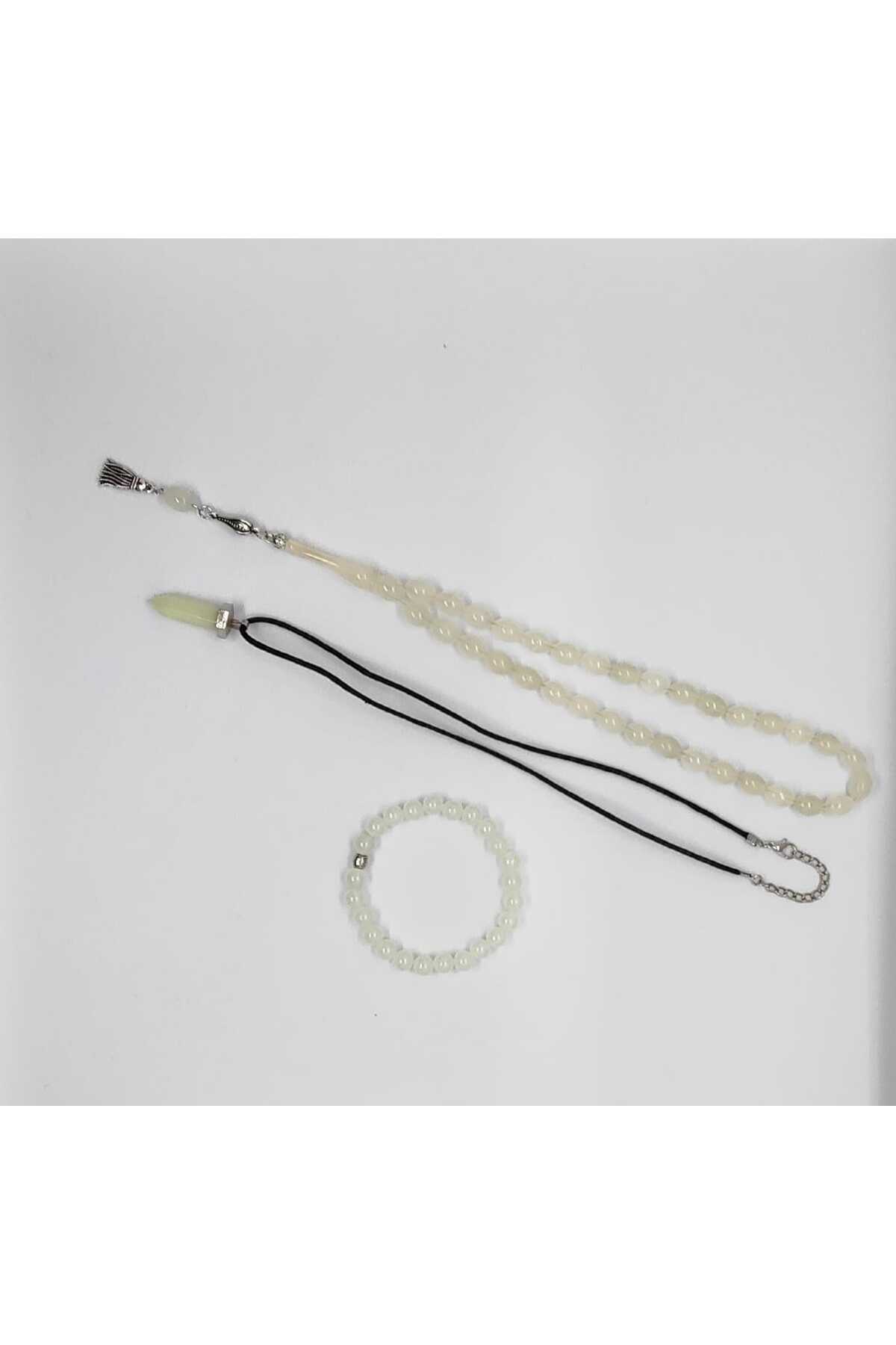 Lio20 Fosforlu Kedigözü Tesbih,Bileklik,Kolye Set-Karanlıkta Parlar-Sevgili Arkadaş Aile Aksesuar - Görsel 2