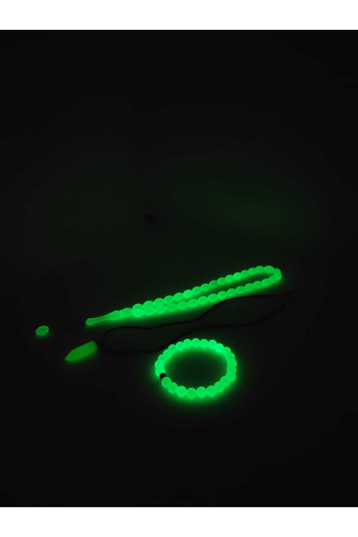 Lio20 Fosforlu Kedigözü Tesbih,Bileklik,Kolye Set-Karanlıkta Parlar-Sevgili Arkadaş Aile Aksesuar - Görsel 3