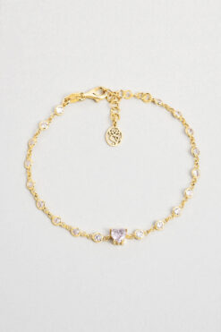 So CHIC... Aşk Yolu 18 Ayar Sarı Altın Kaplama 19 Cm Gümüş Bileklik