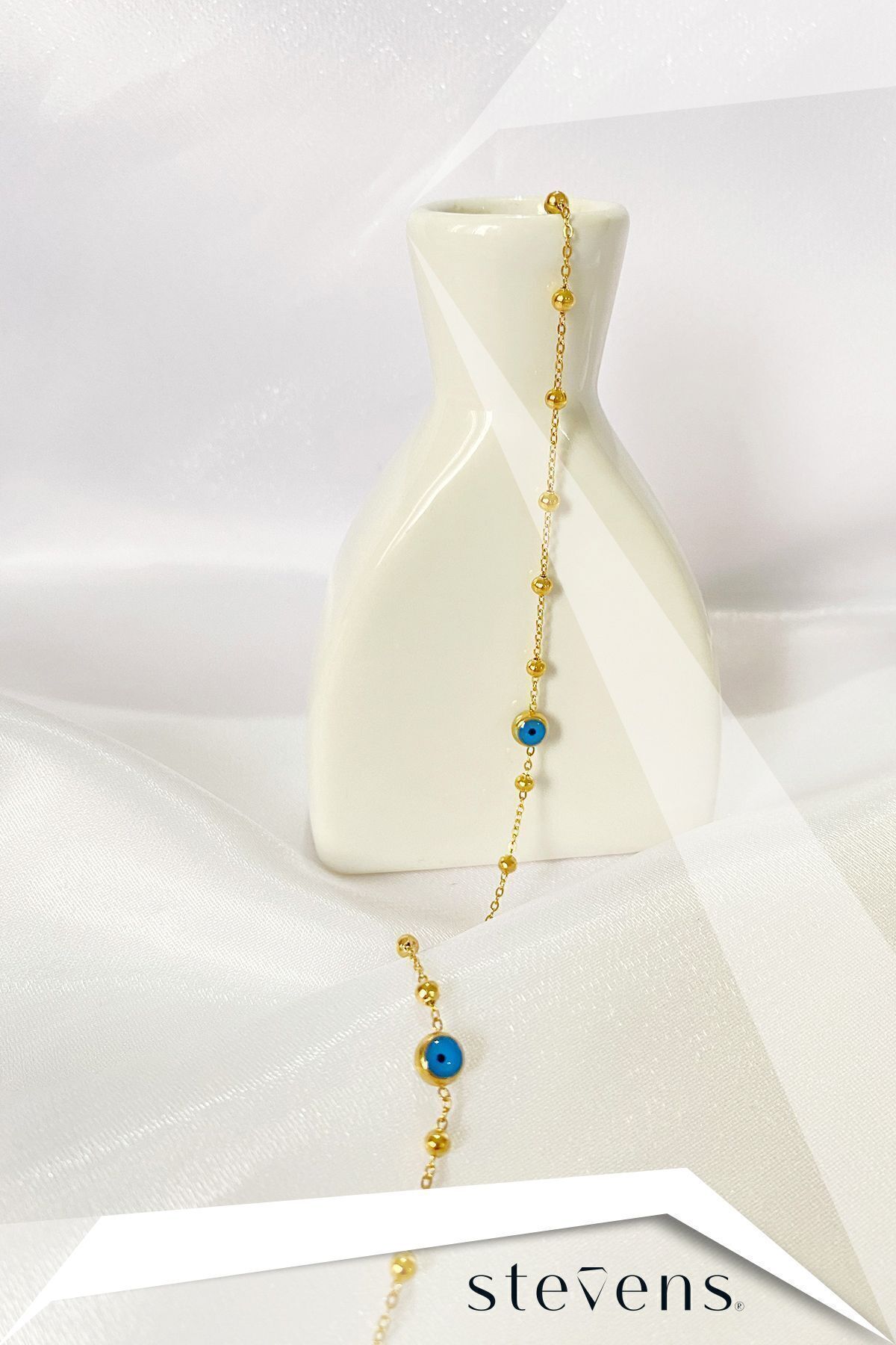 STEVENS Paslanamaz Kararmaz Çelik Nazar Boncuklu Dorikalı Bileklik - Görsel 2