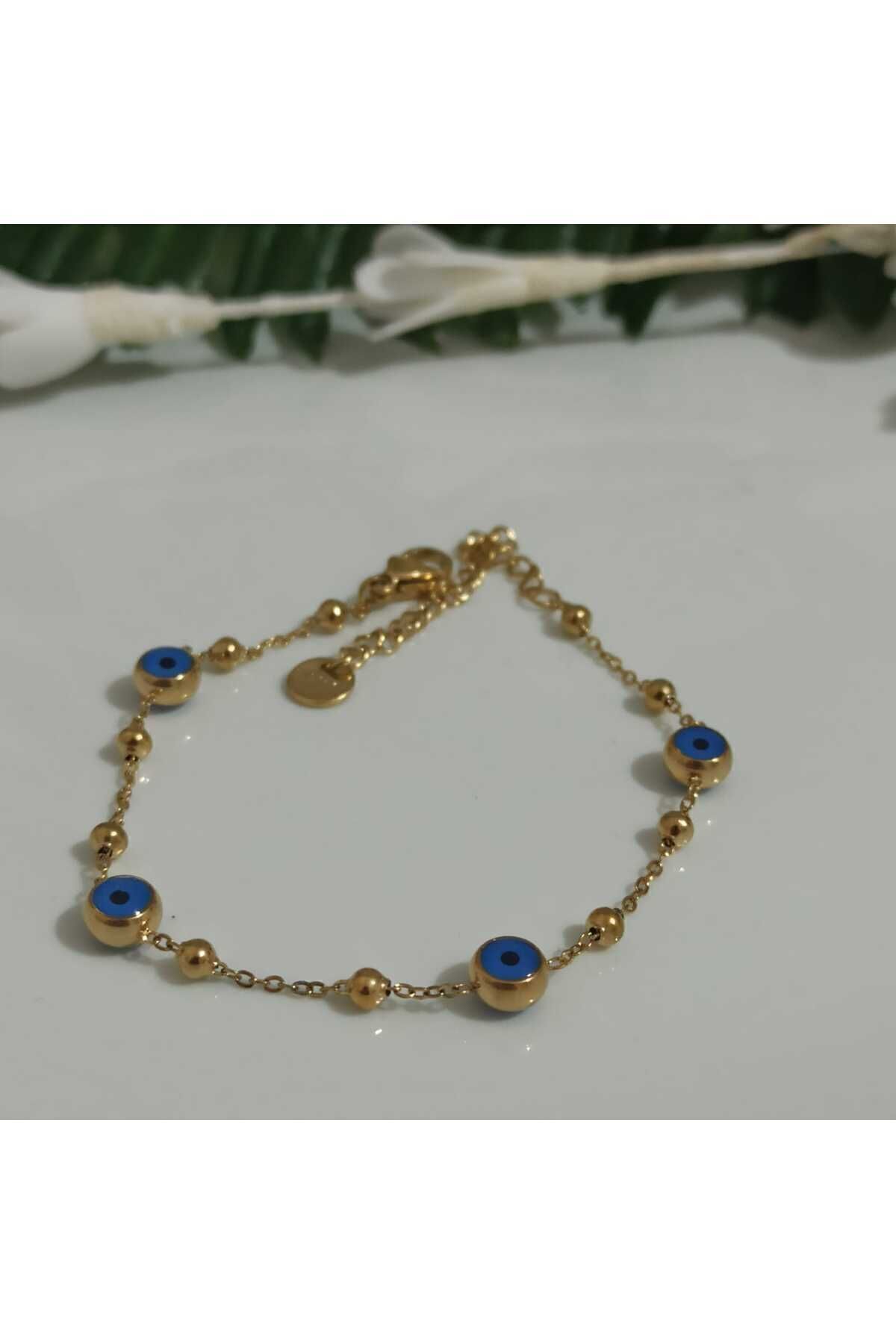 STEVENS Paslanamaz Kararmaz Çelik Nazar Boncuklu Dorikalı Bileklik - Görsel 3